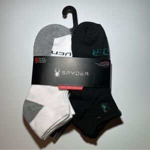 Spyder men’s low cut socks 5 pairs size 6-12 white black gray blue purple